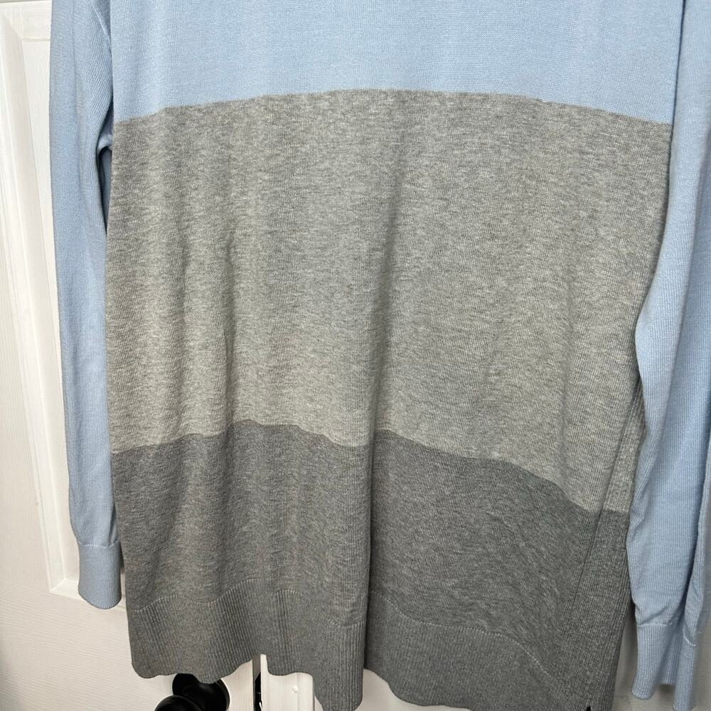 Lands End Sweater Large 14 16 Color block Blue Gray - Picture 13 of 13